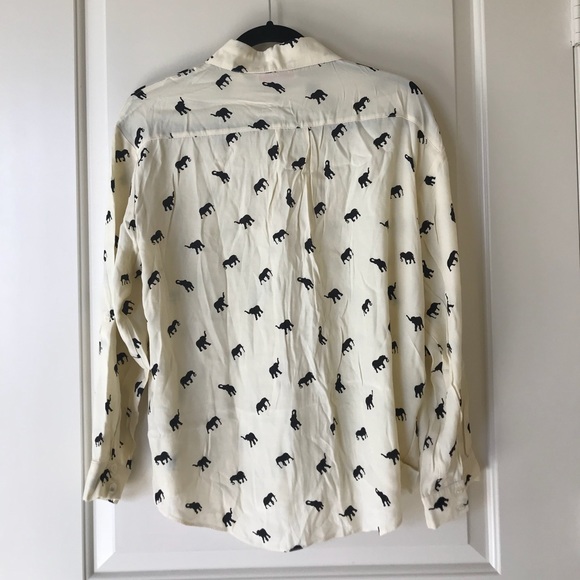 Asos petite white elephant print shirt,UK14/US10 - Picture 6 of 6